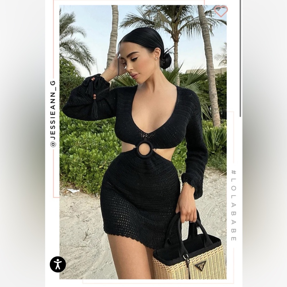 Miss Lola Long Sleeve Crochet Dress